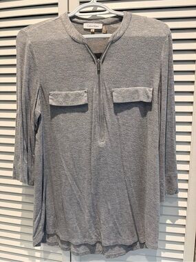 Calvin Klein Light Heather Gray Zip Top